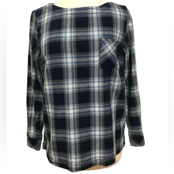 J. Jill Long Sleeve Plaid Button Back Blouse - Picture 3 of 10
